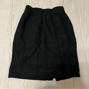 J.Crew Black Linen Pull On Knee Length Midi Skirt